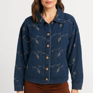 Denim embroidered jean jacket Medium
